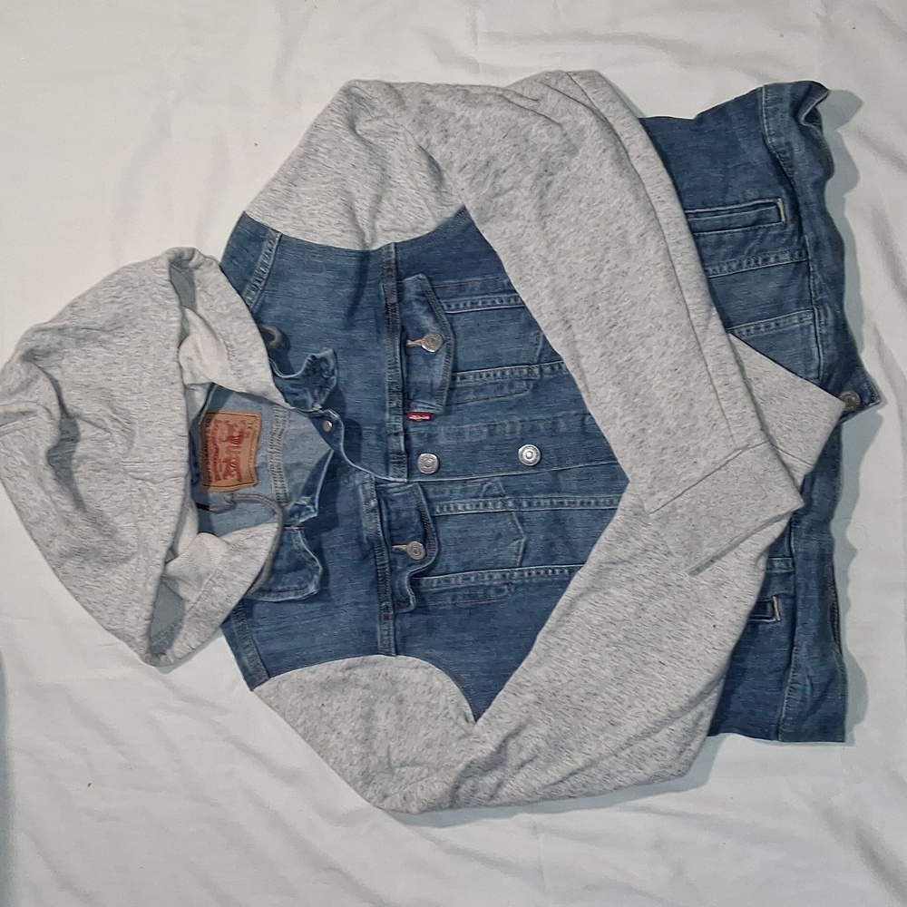 Levi's Kids Blue Denim Jacket with Gray Hoodie